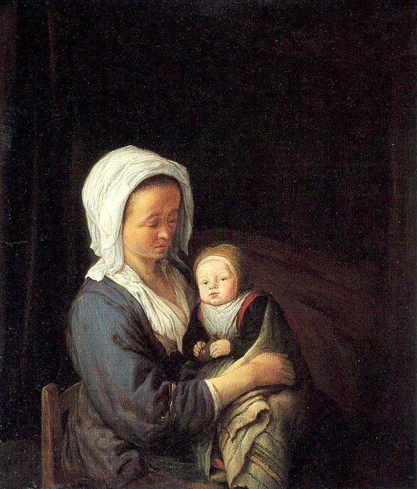 Ostade, Adriaen van Woman Holding a Child in her Lap oil painting image